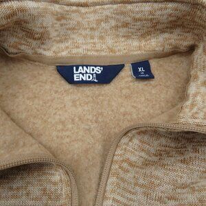 Lands' End Vintage Fleece Quarter Zip Pullover Jacket XL Tan Beige Y2K Outdoor